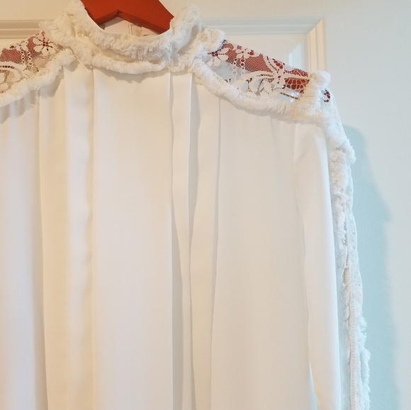 Endless Rose Ivory Drop-Waist LACE/FRINGE Dress-S - Picture 3 of 6